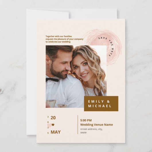 Elegante foto bruiloft uitnodiging | (Voorkant)