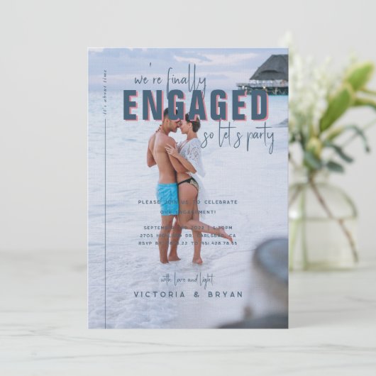 Elegante foto bruiloft verlovingsfeest kaart (Staand voorkant)