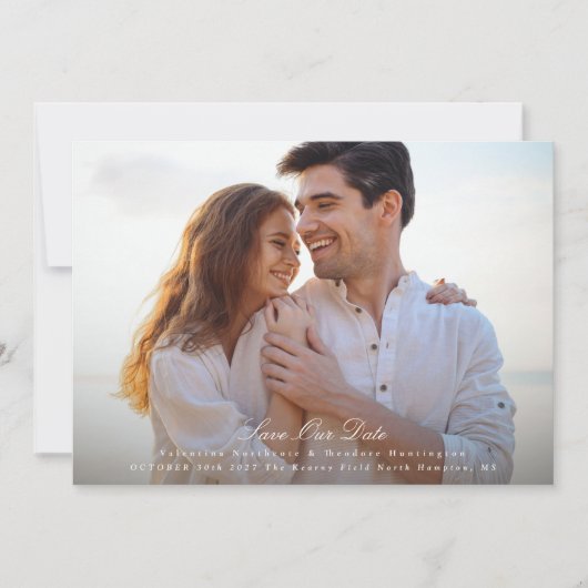 elegante foto bruiloft website QR code gouden bloe Save The Date (Voorkant)