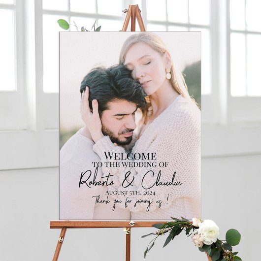 Elegante foto bruiloft welkom poster