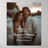 Elegante foto bruiloft welkom teken modern script poster (Voorkant)