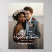 Elegante foto bruiloft welkom teken modern script poster (Voorkant)