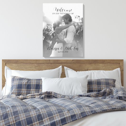 Elegante foto bruiloft welkom teken op canvas (Insitu (Slaapkamer))