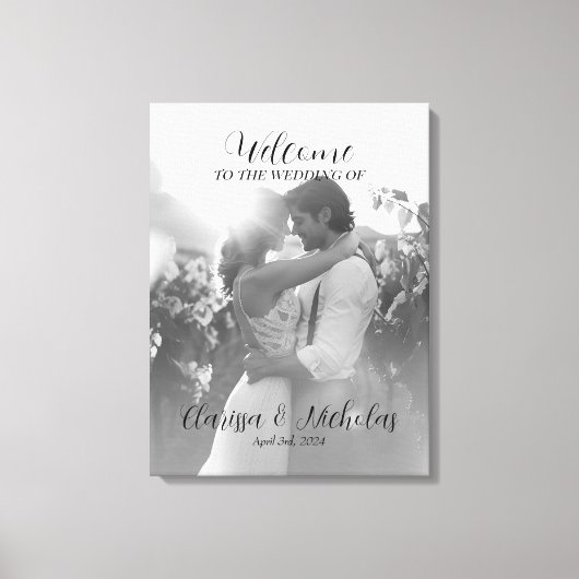 Elegante foto bruiloft welkom teken op canvas (Voorkant)