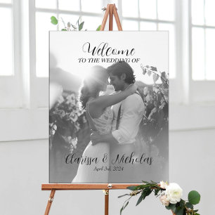 Elegante foto bruiloft welkom teken op canvas afdruk