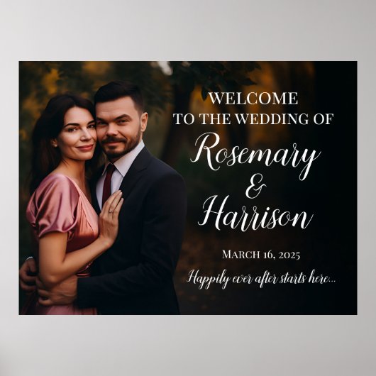 Elegante foto bruiloft welkom teken poster (Voorkant)