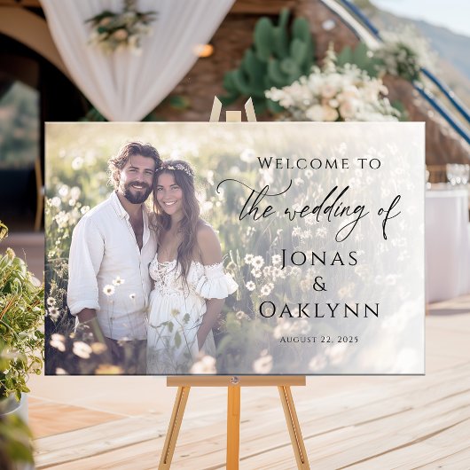 Elegante foto bruiloft welkom teken poster