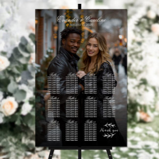 Elegante foto bruiloft zitgrafiek 11 tafels poster