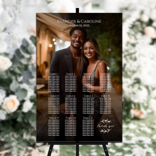 Elegante foto bruiloft zitgrafiek 11 tafels poster