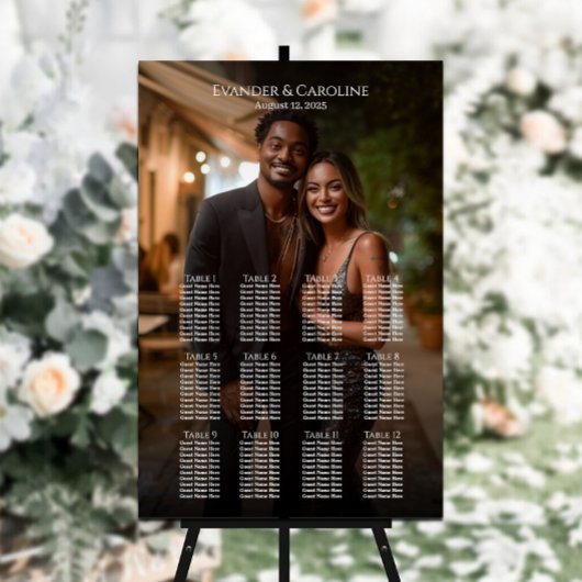 Elegante foto bruiloft zitgrafiek 12 tafels poster