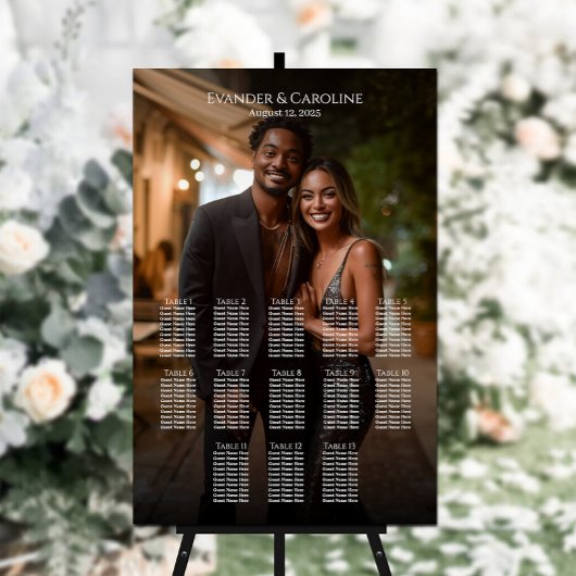 Elegante foto bruiloft zitgrafiek 13 tafels poster