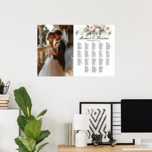 Elegante foto bruiloft zitgrafiek, 18 tafels poster (Thuiskantoor)