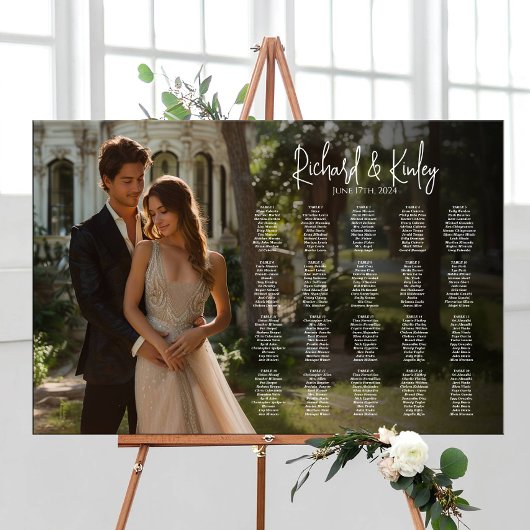 Elegante foto bruiloft zitgrafiek 20 tafels poster