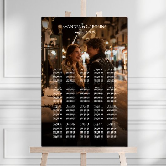 Elegante foto bruiloft zitgrafiek 20 tafels poster