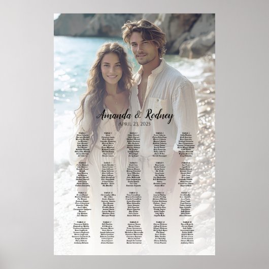 Elegante foto bruiloft zitgrafiek 20 tafels poster (Voorkant)