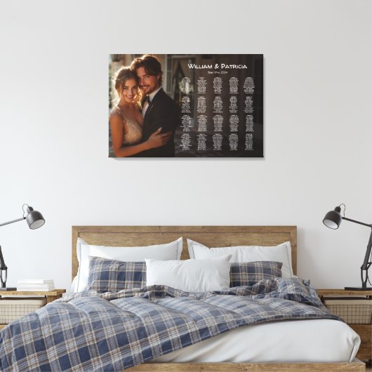 Elegante foto bruiloft zitgrafiek modern canvas afdruk (Insitu (Slaapkamer))