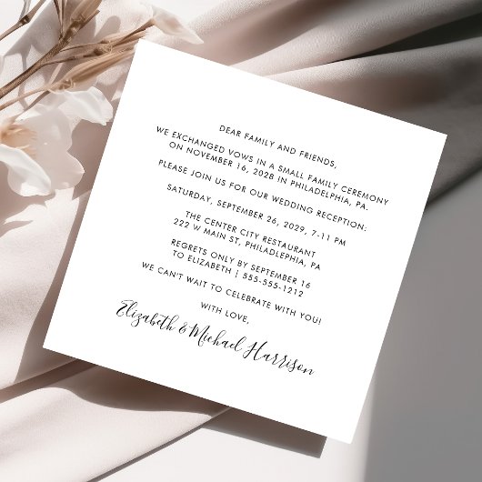 Elegante foto bruiloftsreceptie kaart