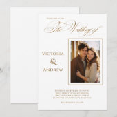 Elegante foto bruin moderne bruiloft uitnodiging (Voorkant / Achterkant)