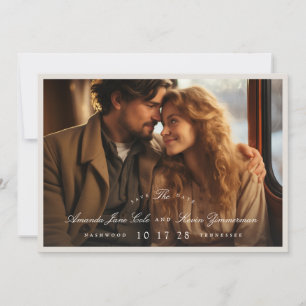 Elegante Foto Calligrafie Huwelijk Save The Date