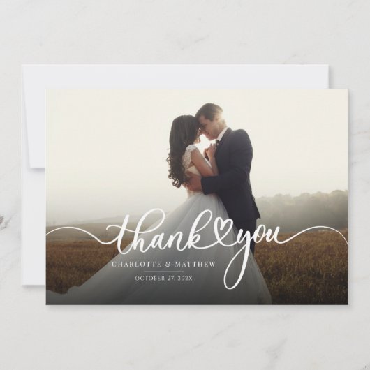 Elegante Foto Calligrafie Script Bruiloft Bedankt (Voorkant)