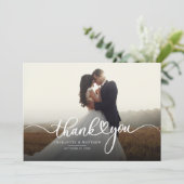 Elegante Foto Calligrafie Script Bruiloft Bedankt (Staand voorkant)