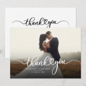 Elegante Foto Calligrafie Script Bruiloft Bedankt (Voorkant / Achterkant)