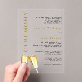 Elegante foto Champagne huwelijksceremonie Acryl Uitnodigingen (Insitu (Draagbaar))