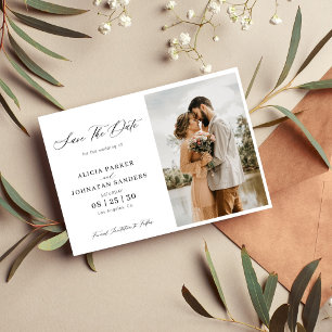 Elegante foto chique kalligrafie bruiloft save the date