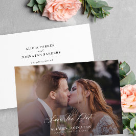 Elegante foto chique script bruiloft save the date