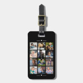 Elegante foto-collage monogram hart gepersonalisee bagagelabel (Voorkant verticaal)