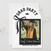 Elegante foto Coquette Black Bow Afstuderen Kaart (Voorkant)