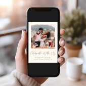 Elegante Foto Cream Goud Bruiloft Receptie Kaart