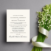 Elegante Foto Cream Huwelijksontvangst Uitnodiging