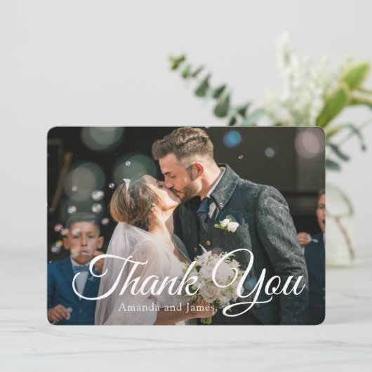 Elegante foto dank u bruiloft Kaart Sjabloon (Staand voorkant)