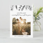 Elegante foto dennenfamilie Kerstmis  Feestdagenkaart (Staand voorkant)