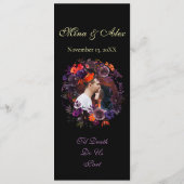 Elegante foto Donkere herfst bloemenbruiloft Programmakaart (Achterkant)