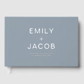 Elegante foto Dusty Blue Silver Modern Minimalist Gastenboek (Voorkant)