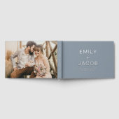 Elegante foto Dusty Blue Silver Modern Minimalist Gastenboek (Volledig)