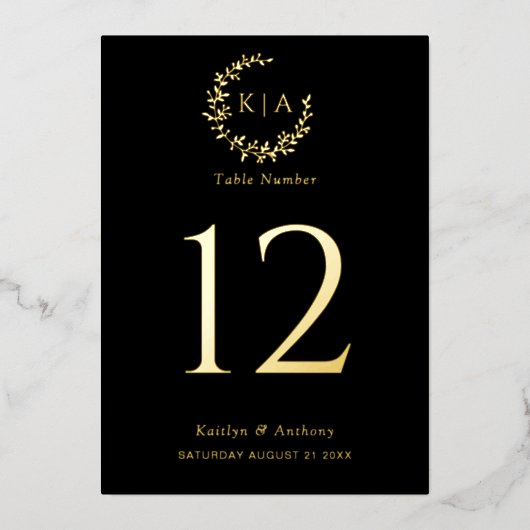 Elegante foto echte Folie geperste tafel nummer Ka Folie Uitnodiging (Voorkant)
