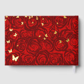 Elegante Foto Echte Gouden Folie en Rode Quinceane Gastenboek (Achterkant)