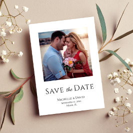 Elegante foto Eenvoudige Boho Moderne bruiloft Save The Date