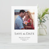 Elegante foto Eenvoudige Boho Moderne bruiloft Save The Date (Staand voorkant)
