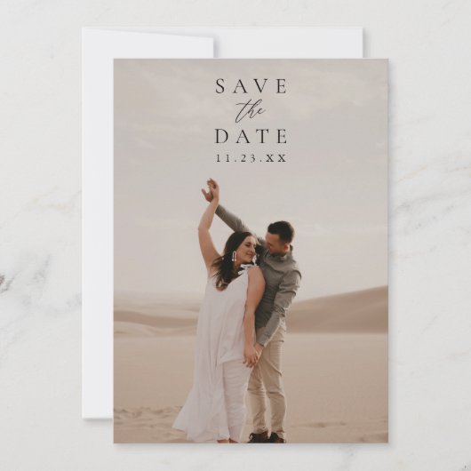 Elegante foto Eenvoudige bruiloft Bewaar de datum Save The Date (Voorkant)