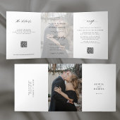Elegante foto eenvoudige bruiloft RSVP details QR  Drieluik Uitnodiging