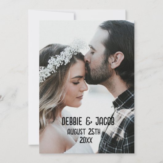 ELEGANTE FOTO EENVOUDIGE BRUILOFT UITNODIGING (Voorkant)