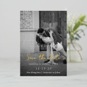 Elegante foto Eenvoudige moderne bruiloft Bewaar d Folie Uitnodiging (Staand Voorkant)