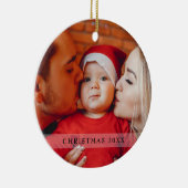 Elegante foto eerste kerst script typografie keramisch ornament (Rechts)