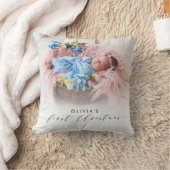 Elegante foto Eerste Kerstmis Hand-belettering Kussen (Deken)