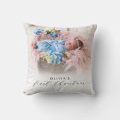 Elegante foto Eerste Kerstmis Hand-belettering Kussen (Voorkant)