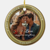 Elegante foto Eerste Kerstmis Samen Keramisch Ornament (Achterkant)